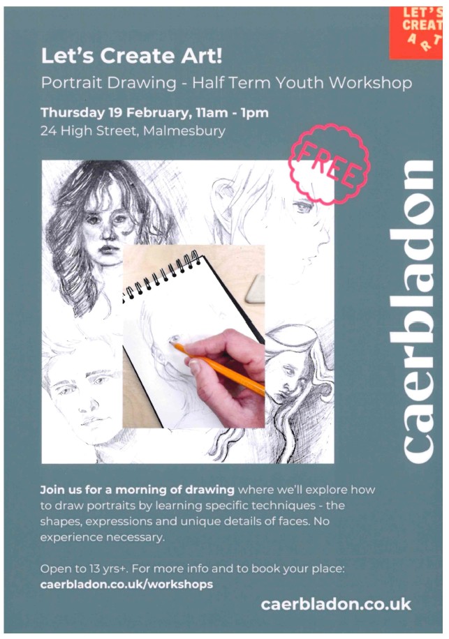 Caerbladon - Let's Create Art! - Portrait Drawing Half Term Youth Workshop
